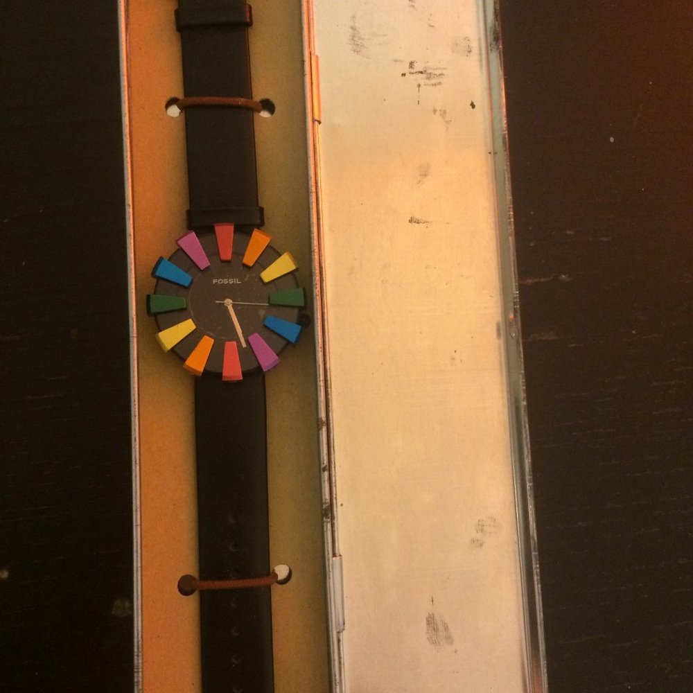 Vintage 1990's Rainbow Fossil Watch, NWOT